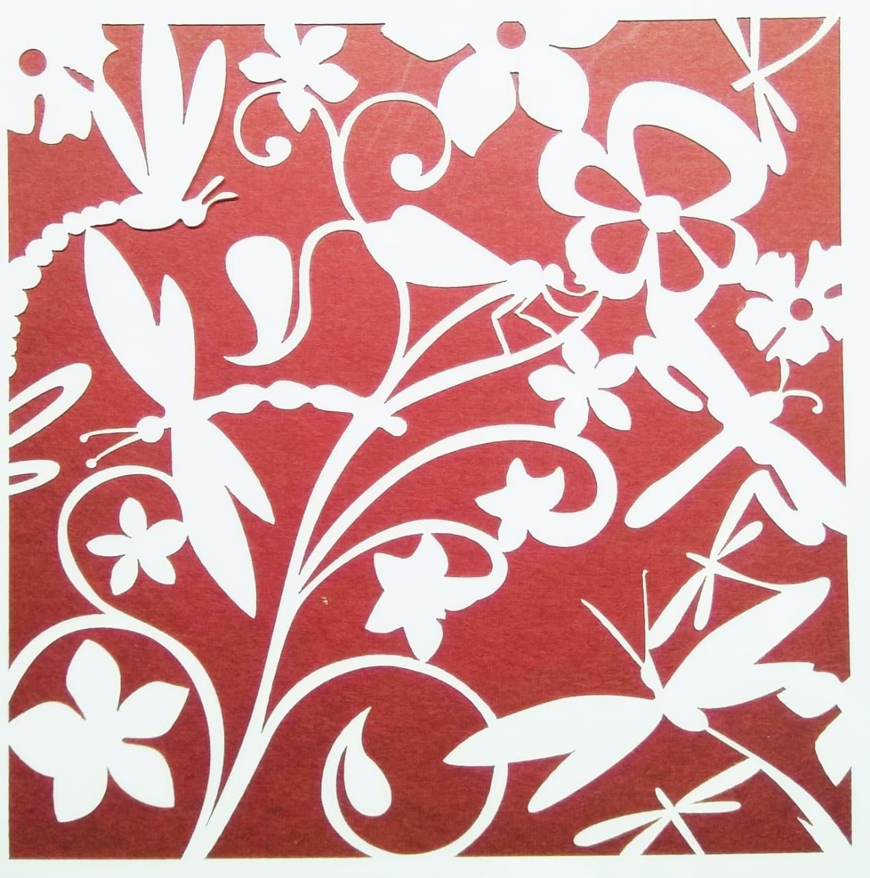 Flora & Butterfly Background Stencil