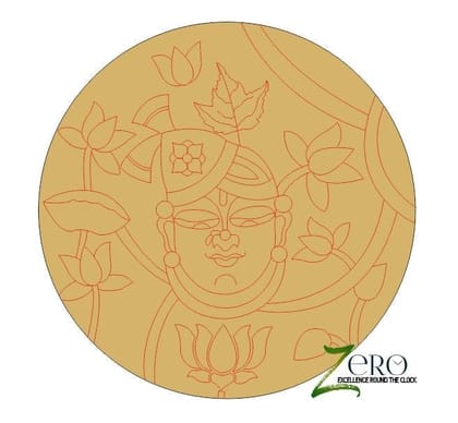 Brand Zero Pre Marked MDF Base - Banke Bihari Desing1 - Select Your Preference Of Size & Thickness