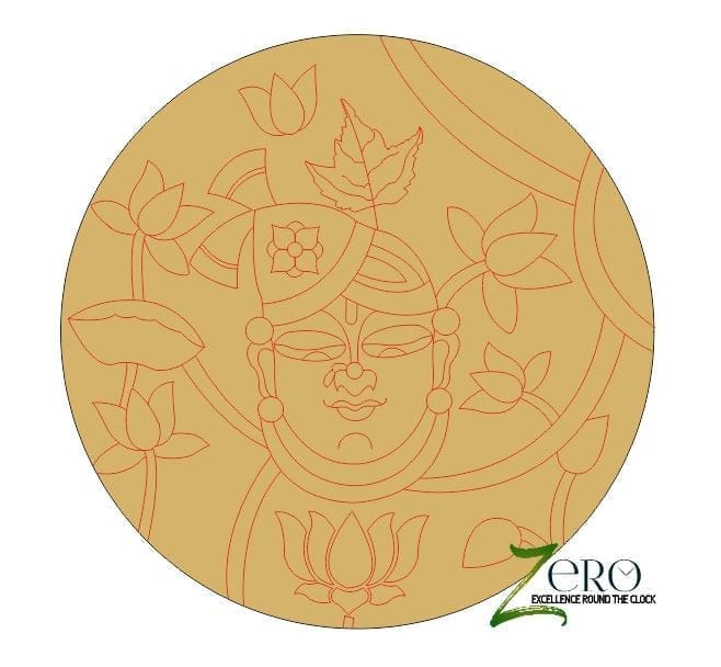 Brand Zero Pre Marked MDF Base - Banke Bihari Desing1 - Select Your Preference Of Size & Thickness