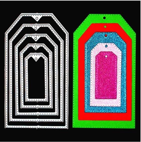 Brand Zero Die - 5pcs Rectangle Tags Metal Cutting Dies 6.5 x 11.4 CM