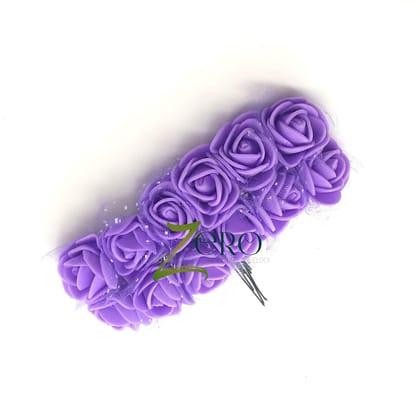 Bunch of 12 Pcs Hand Made Foam Flower Small - Purple Color
