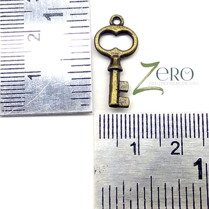 Brand Zero Vintage Metal Charms - Key Design 1 - Pack of 5 Pcs - 22mm*10mm*2mm