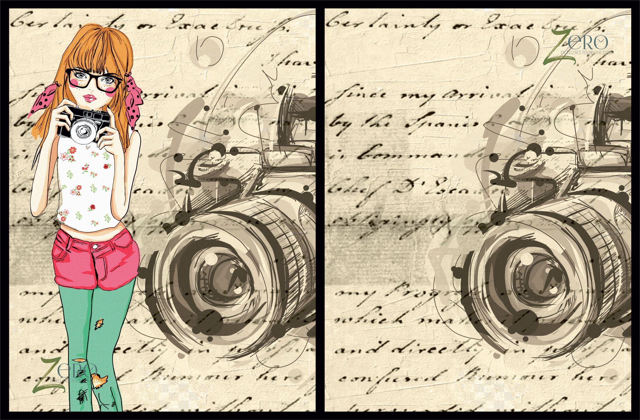 Brand Zero Luxury Speciality Decoupage Paper - Girl Photographer