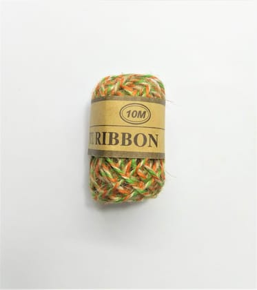 Tricolor Jute Twine String 10 Meter Roll - Natural Orange Green 3 Ply - 2mm Diameter Tricolor Jute Twine String 10 Meter Roll - Natural Orange Green 3 Ply - 2mm Diameter