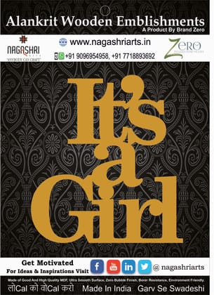 Brand Zero MDF Embellishment Its A Girl Option 2 - 2.5 mm Thick