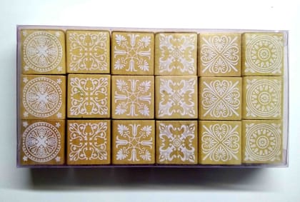Wooden Block Stamp Square - Design 12