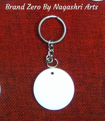 Brand Zero White Acrylic Key Chain Round Design- Combo Of 5 Pcs - 40mm Diameter - Select the Thickness