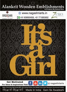 Brand Zero MDF Embellishment Its A Girl Option 2 - 2.5 mm Thick