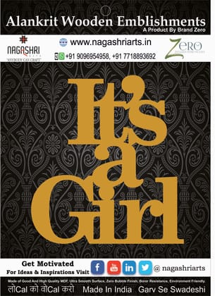 Brand Zero MDF Embellishment Its A Girl Option 2 - 2.5 mm Thick Brand Zero MDF Embellishment Its A Girl Option 2 - 2.5 mm Thick