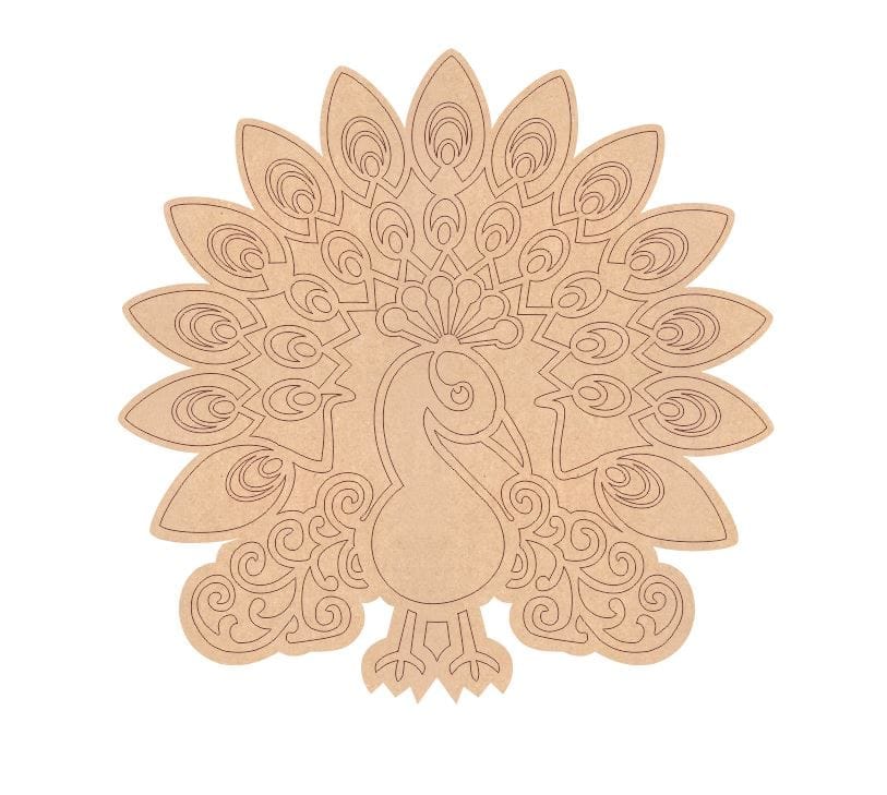 Brand Zero Pre Marked MDF Base - Peacock Right Facing Design 3 - Select Your Preference Of Size & Thickness