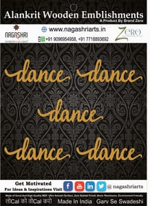 Brand Zero MDF Script Cutout Dance 2 - Pack of 5 Pcs - Size: 2.0 Inches by 0.7 Inches And 2.5 mm Thick