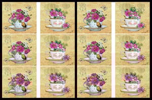 Brand Zero Luxury Speciality Decoupage Paper - Floral Tea Cup  Tiles