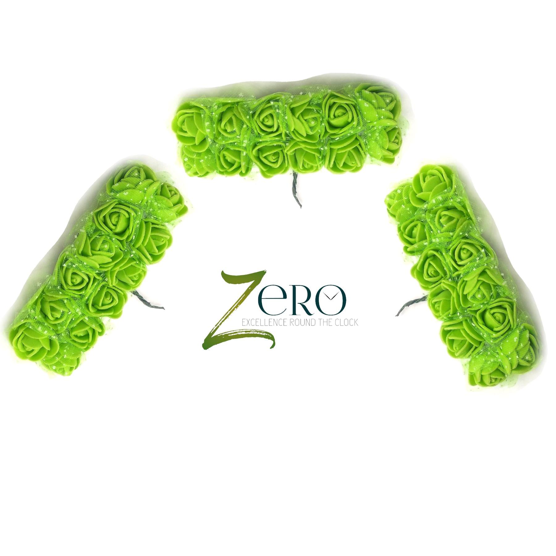 Bunch of 36 Pcs Hand Made Foam Flower Small - Green Color