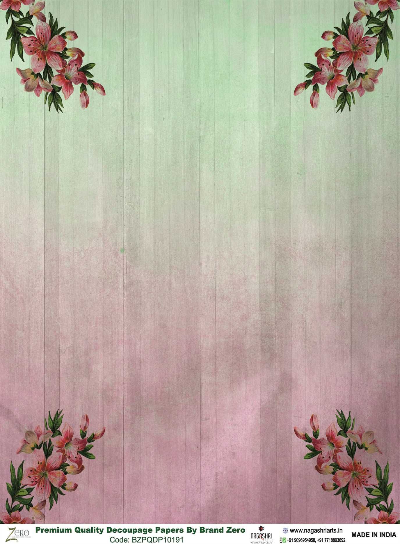 Brand Zero Premium Quality Decoupage Paper Pack of Two - Design Code: BZPQDP10191