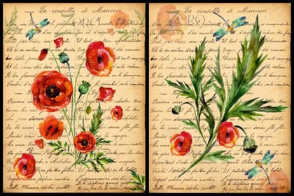 Brand Zero Luxury Speciality Decoupage Paper -  Vintage Poppy