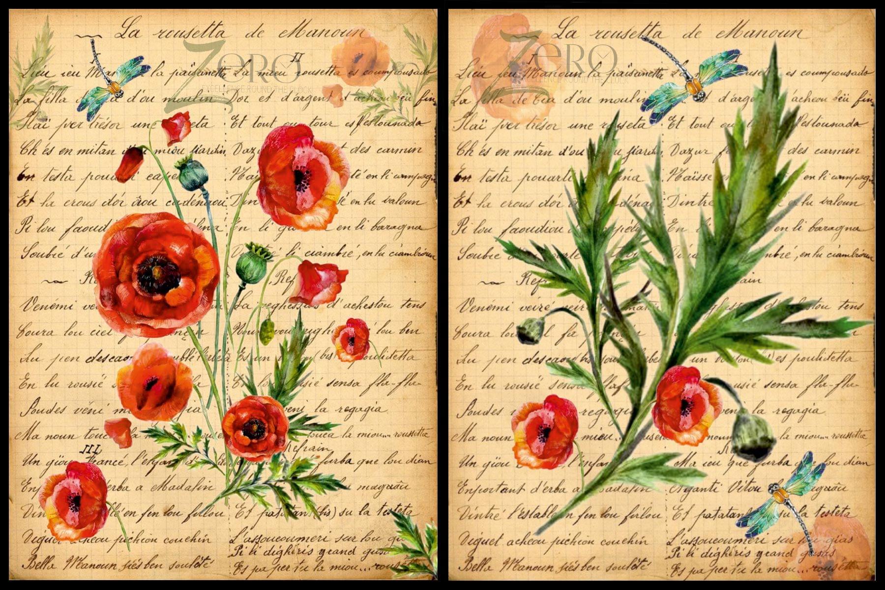 Brand Zero Luxury Speciality Decoupage Paper -  Vintage Poppy