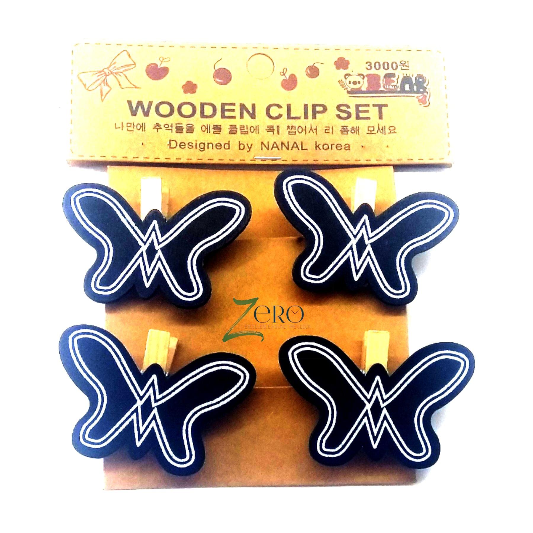 Mini Black Board Wooden Clips - Butterfly Shape - 4 Pcs Set