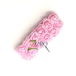 Bunch of 12 Pcs Hand Made Foam Flower Small - Light Pink Color