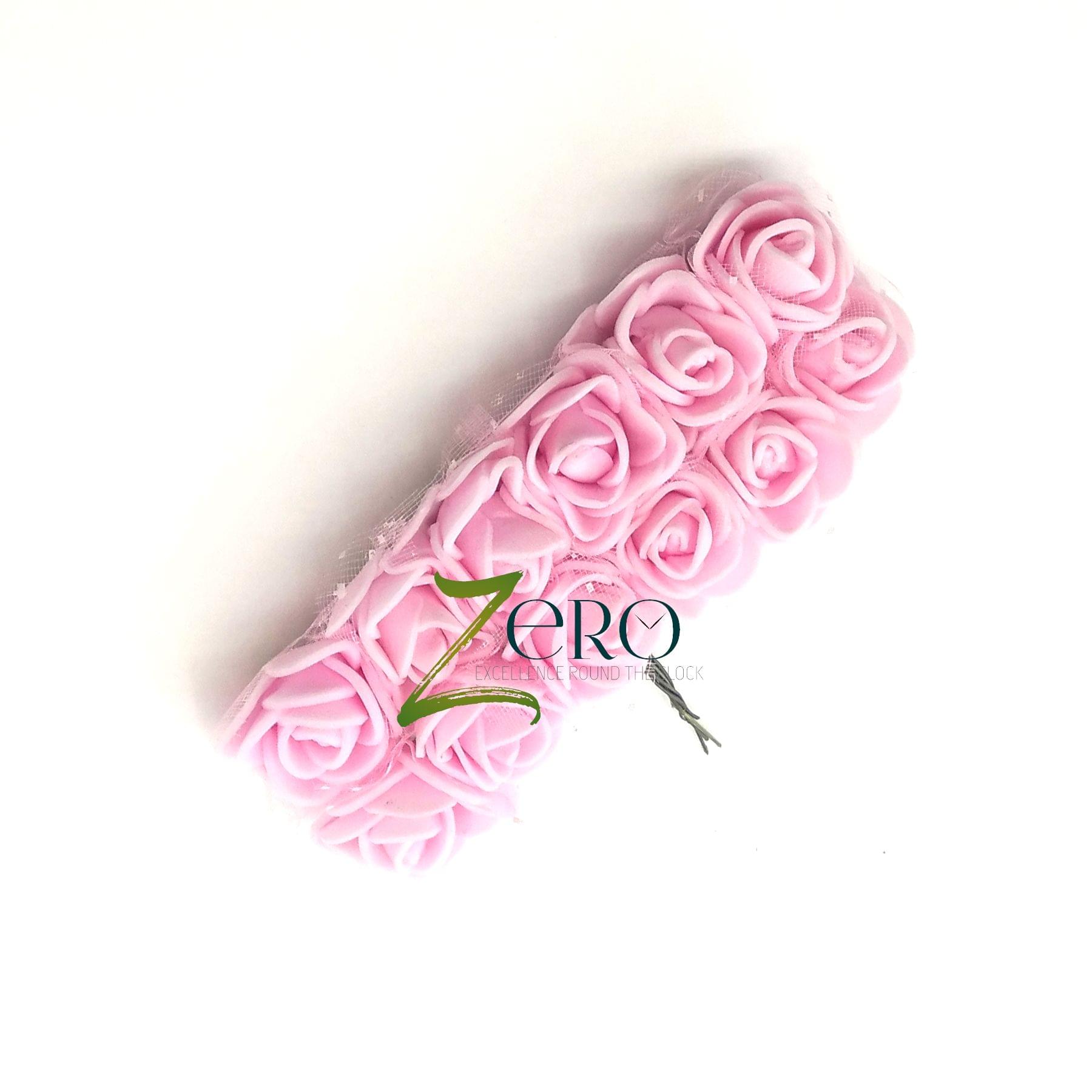 Bunch of 12 Pcs Hand Made Foam Flower Small - Light Pink Color