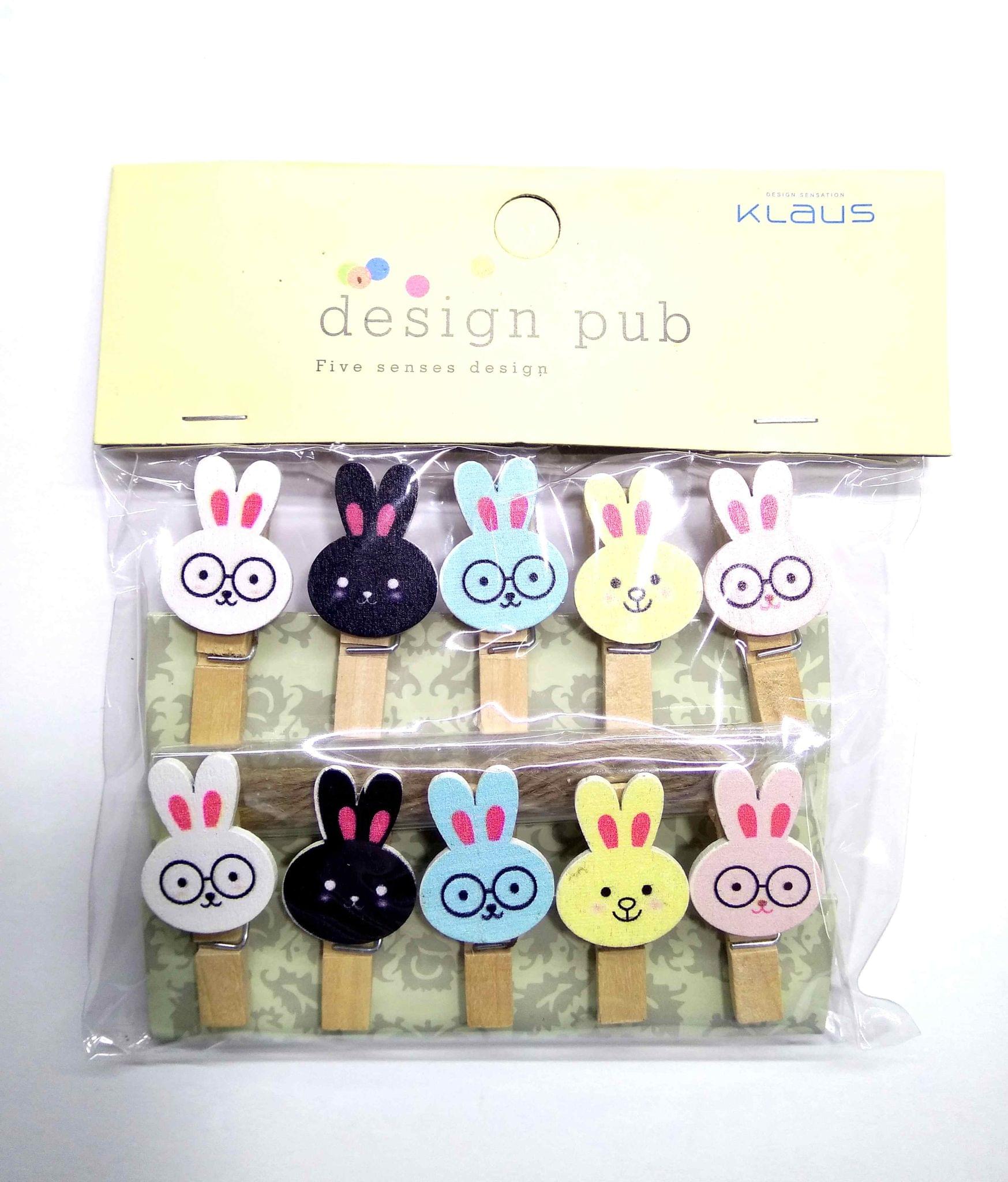 Wooden Photo Clips - Rabbit - 10 Pcs Set