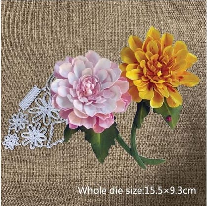 Brand Zero Die - Dahlia 4pcs Flower Petal And Leaf Metal Cutting Die 15.5 x 9.3 CM