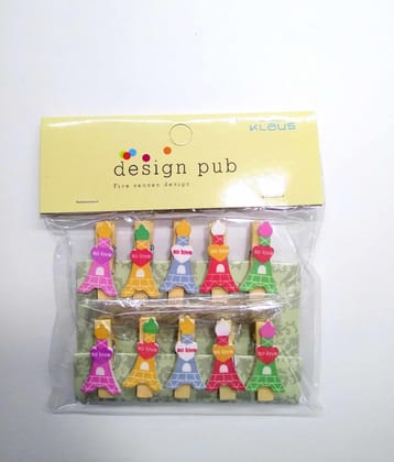 Wooden Photo Clips - Eiffel Tower - 10 Pcs Set