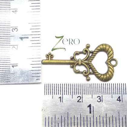 Brand Zero Vintage Metal Charms - Key Design 2 - Pack of 1 Pcs - 32mm*10mm*2mm