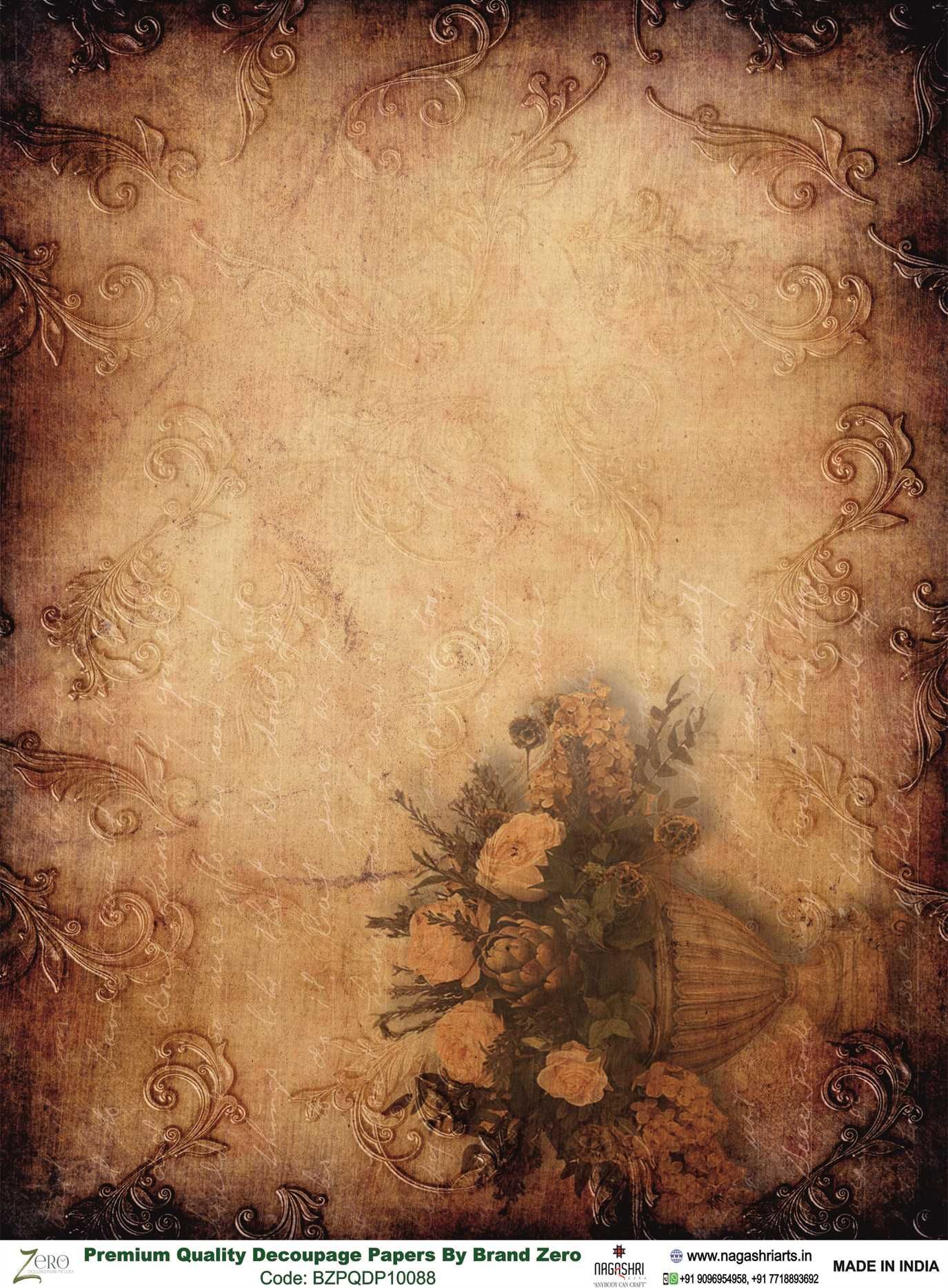 Brand Zero Premium Quality Decoupage Paper Pack of Two - Design Code: BZPQDP10088