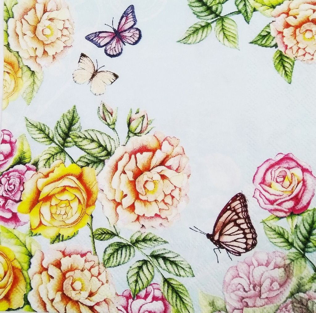 Decoupage Napkin / Tissue papers - 33cm by 33cm - GT1087 ( Light Blue Background)