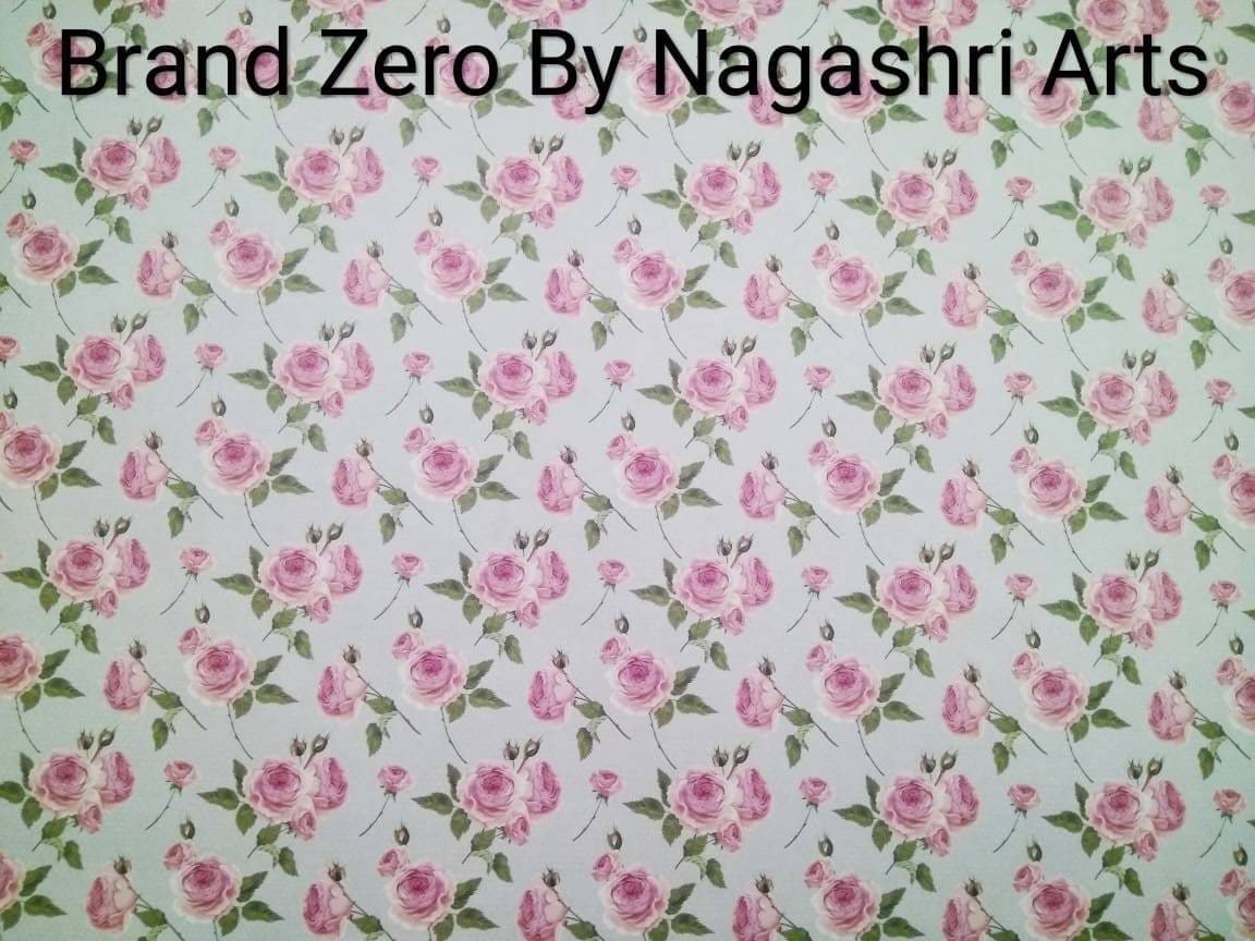 Brand Zero 120 Gsm Decoupage Paper - 23 Inches By 35 Inches Pack of 1 - Gray Background With Pink Roses Paper