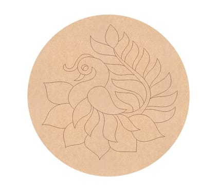 Brand Zero Pre Marked MDF Base - Peacock Left Facing Design 1 - Select Your Preference Of Size & Thickness