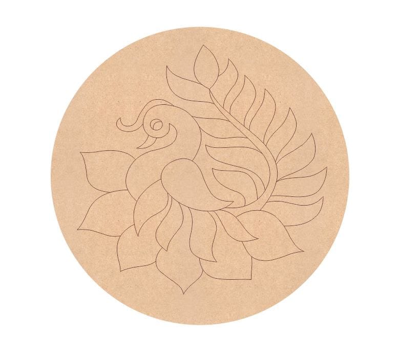 Brand Zero Pre Marked MDF Base - Peacock Left Facing Design 1 - Select Your Preference Of Size & Thickness