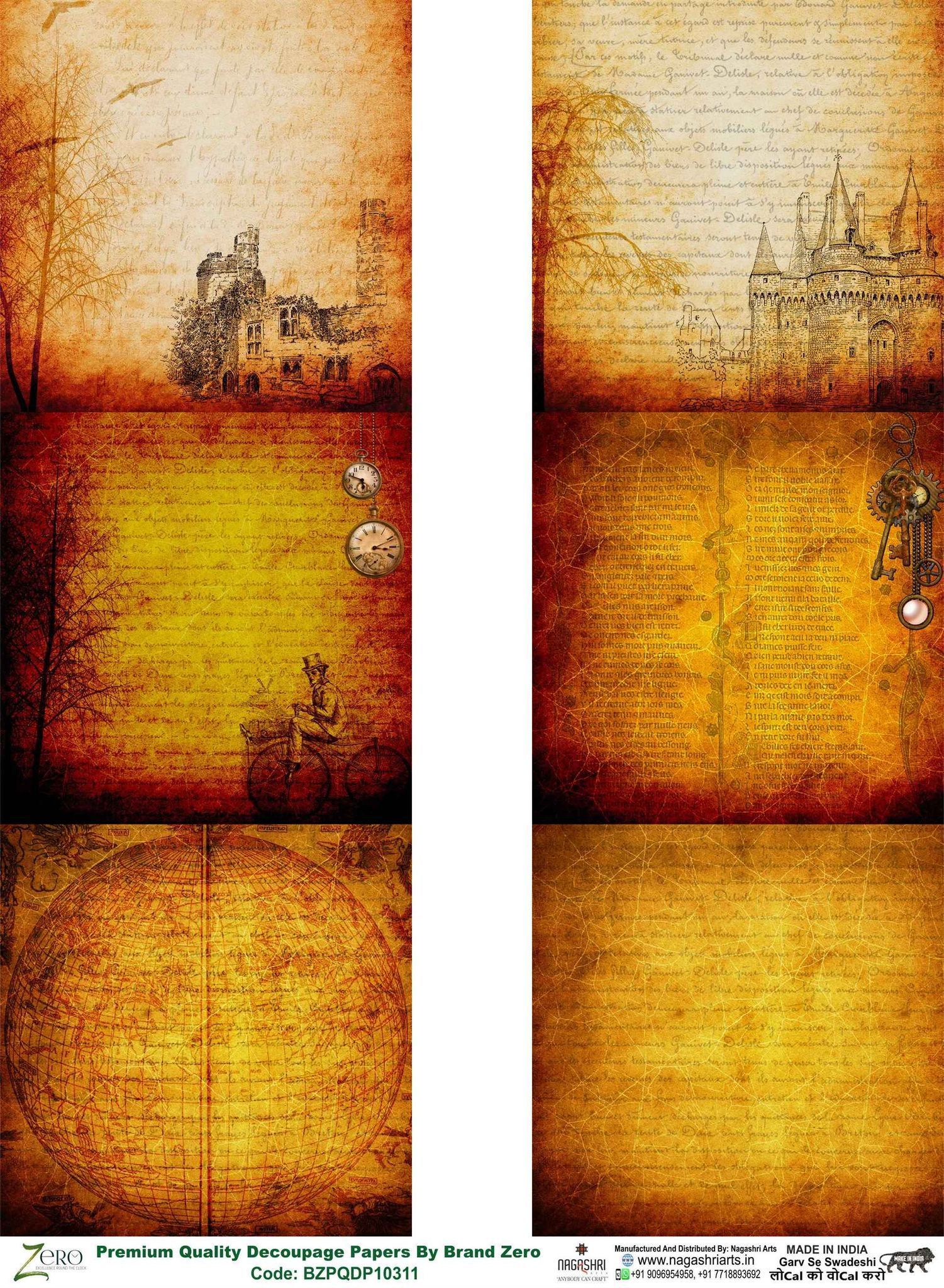 Brand Zero Premium Quality Decoupage Paper Pack of Two - Design Code: BZPQDP10311