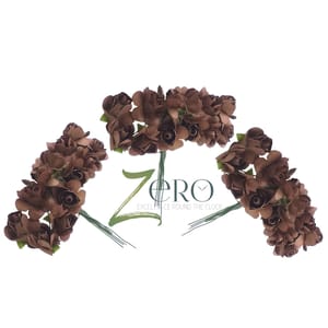 Bunch of 36 Pcs Hand Made Paper Flower - Dark Brown Color