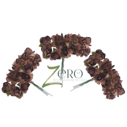 Bunch of 36 Pcs Hand Made Paper Flower - Dark Brown Color