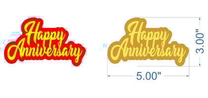 Brand Zero MDF Double Layered Quotes Fridge Magnet Design - Happy Anniversary