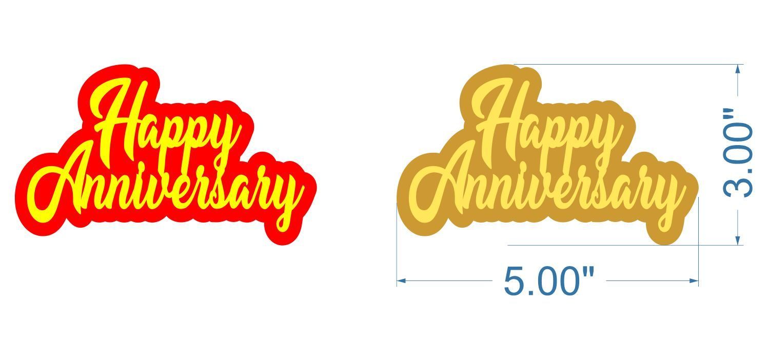 Brand Zero MDF Double Layered Quotes Fridge Magnet Design - Happy Anniversary