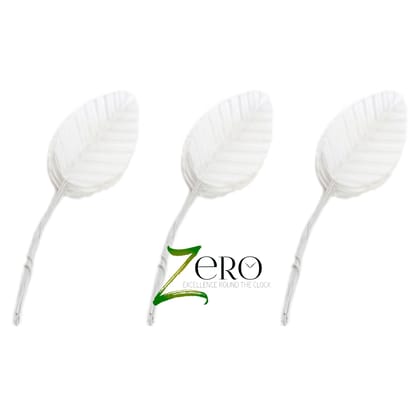 Bunch of 30 Pcs Hand Made Fabric Leaves - White Color