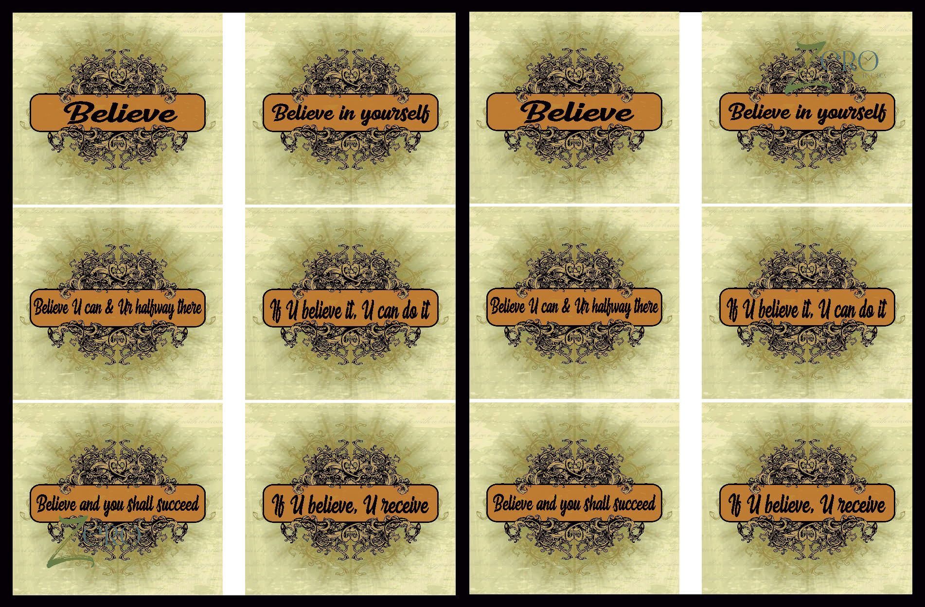 Brand Zero Luxury Speciality Decoupage Paper - Believe Quotes 1 Tiles