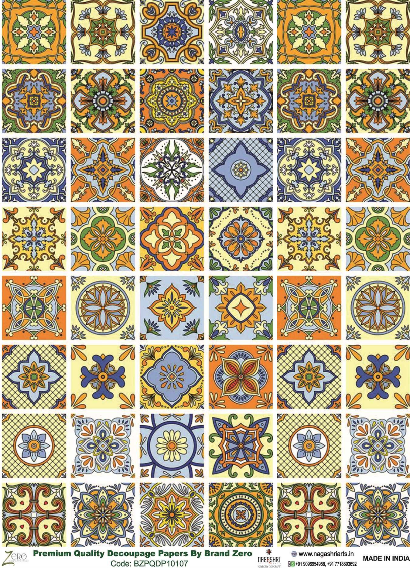 Brand Zero Premium Quality Decoupage Paper Pack of Two - Design Code: BZPQDP10107