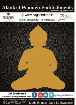 Brand Zero MDF Emblishment Meditation Buddha Design 14 - Select Your Preference Of Size & Thickness