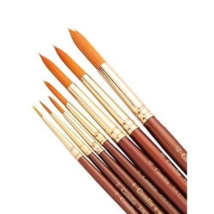Camlin Synthetic Gold Hair Round Brushes (series 66) Set of 7