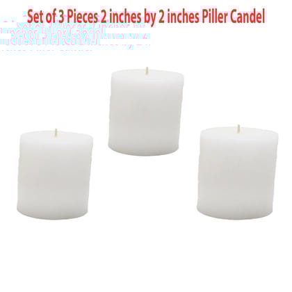 Set of 3 Pieces White Pillar Candles unscented 2 by 2 Inches