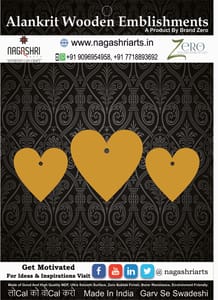 Brand Zero MDF Heart Shape Pendant And Earrings Jewelry Base - Pack of 3 Pcs