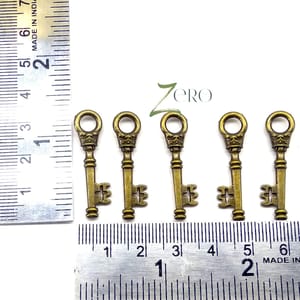Brand Zero Vintage Metal Charms - Key Design 2 - Pack of 5 Pcs - 32mm*10mm*2mm