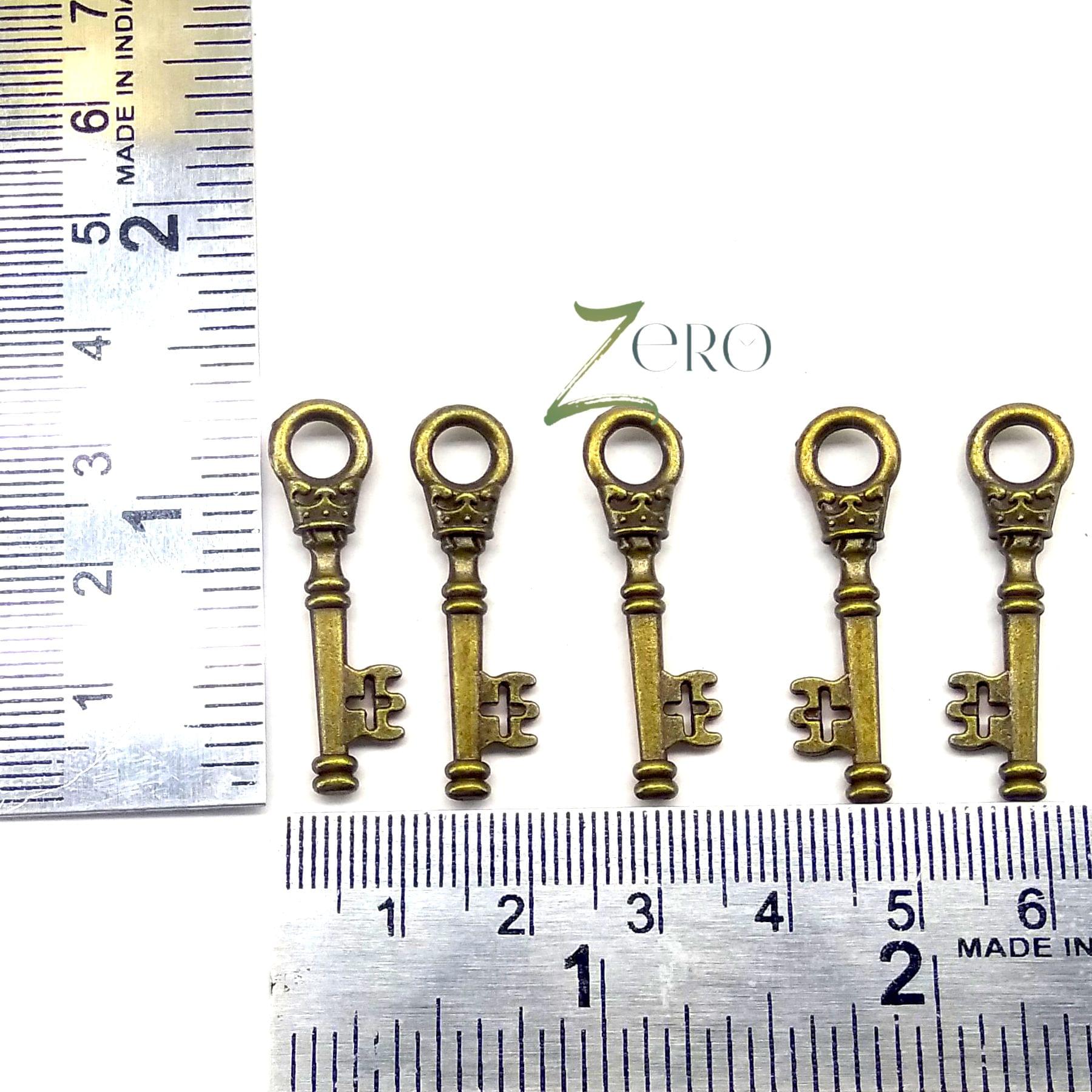 Brand Zero Vintage Metal Charms - Key Design 2 - Pack of 5 Pcs - 32mm*10mm*2mm