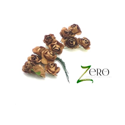 Bunch of 12 Pcs Hand Made Paper Flower - Light Brown Color