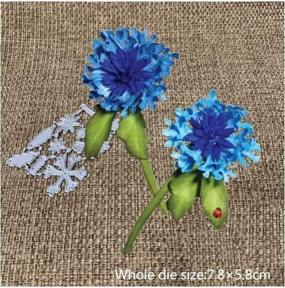 Brand Zero Die - Cornflower Bachelor Flower Petal And Leaf Metal Cutting Die 7.8 x 5.8 CM