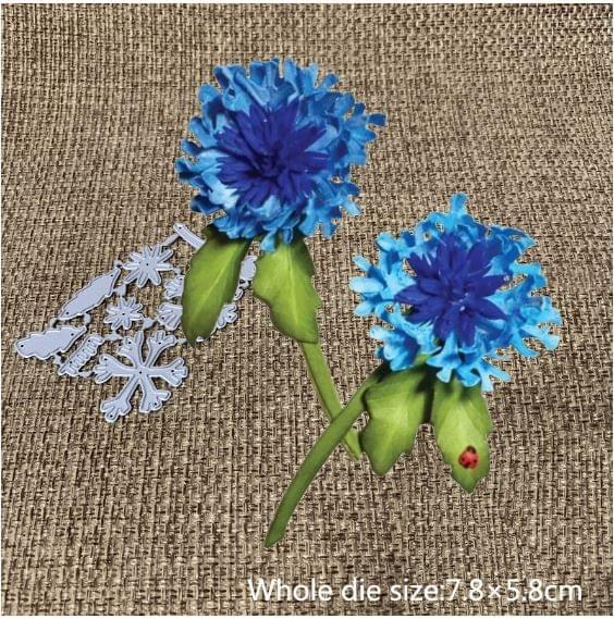 Brand Zero Die - Cornflower Bachelor Flower Petal And Leaf Metal Cutting Die 7.8 x 5.8 CM