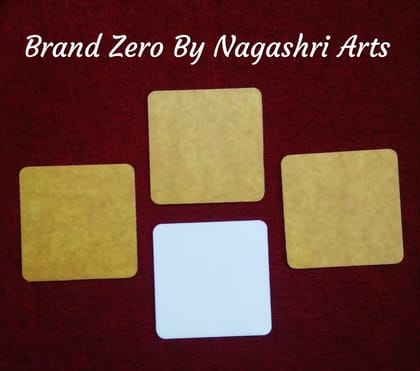 Brand Zero Milky White Acrylic Square Coasters 4 Inches Diameter - 2 MM Thick - Pack of 4 Pcs